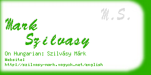 mark szilvasy business card